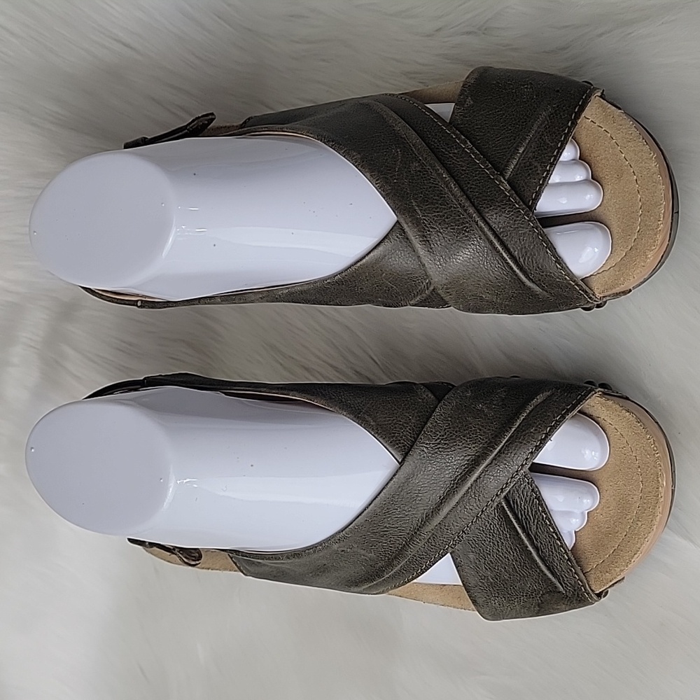 BUSSOLA Formentera Capretto Ivy Leather Comfort Wedge Chucky Boho‎ Sandals 38 - Picture 2 of 15